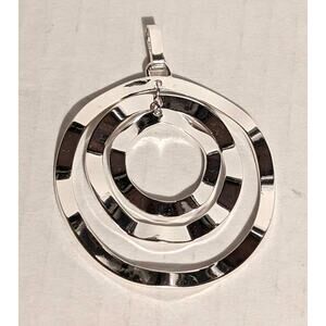 Vtg. Costume Jewelry Concentric Ripple Circles Dangle Pendant Sign "Best" SHINY
